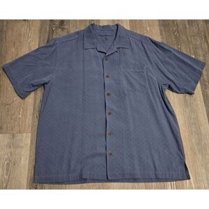 Tommy Bahama Shirt Blue Short Sleeve‎ Button Up Casual Menswear 100% Silk Large